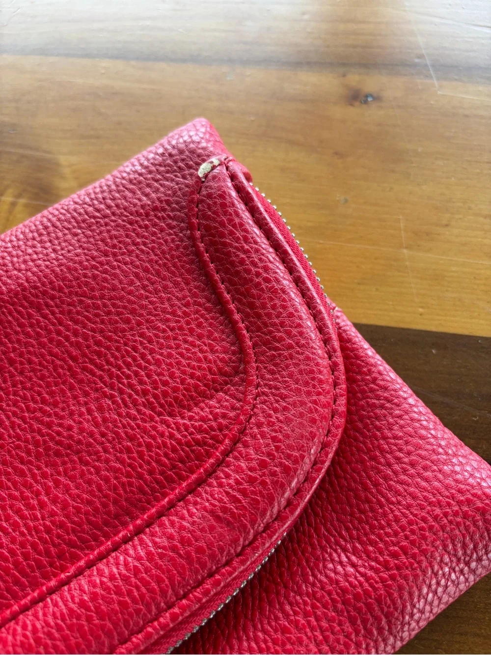 Charming Charlie Red Leather Fold-Over Clutch Bag